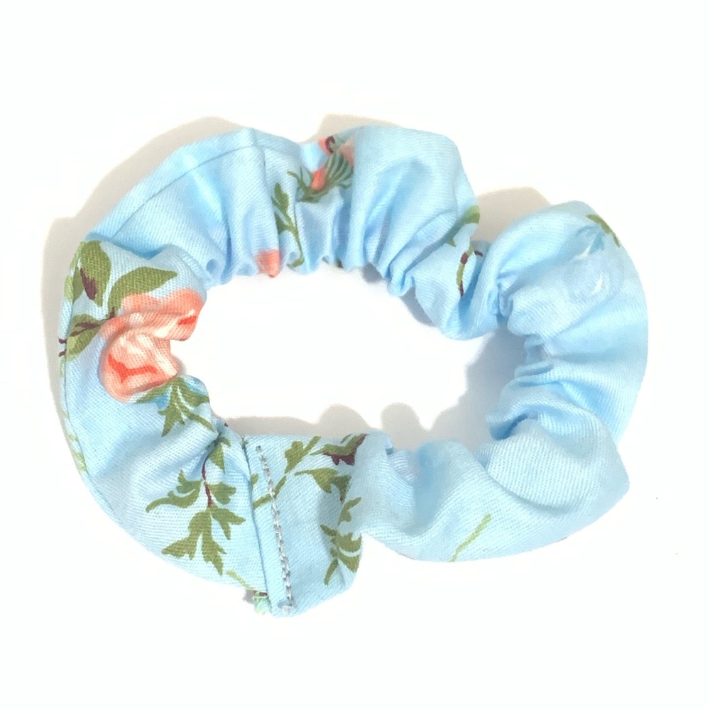 New Floral Blue Scrunchie